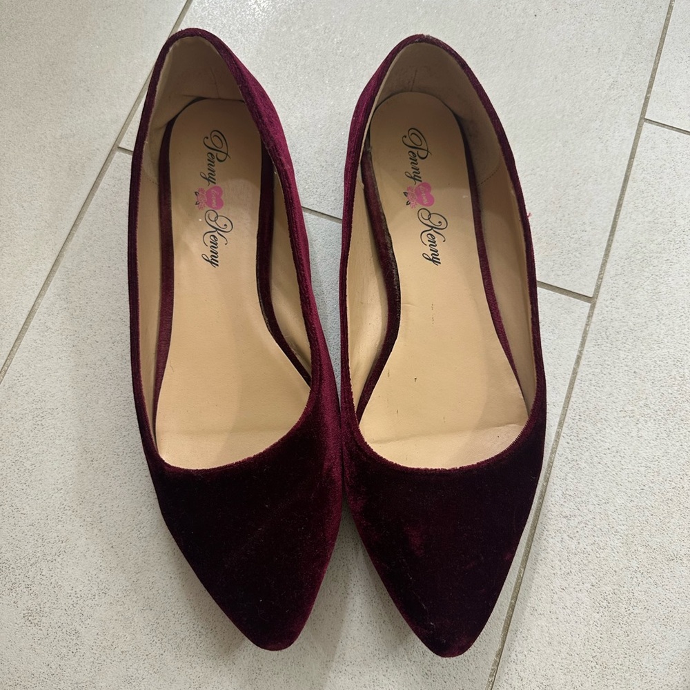 Red Velvet Pointed-Toe Flats